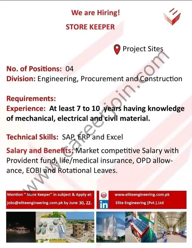 Elite Engineering Pvt Ltd Jobs Store Keeper 01