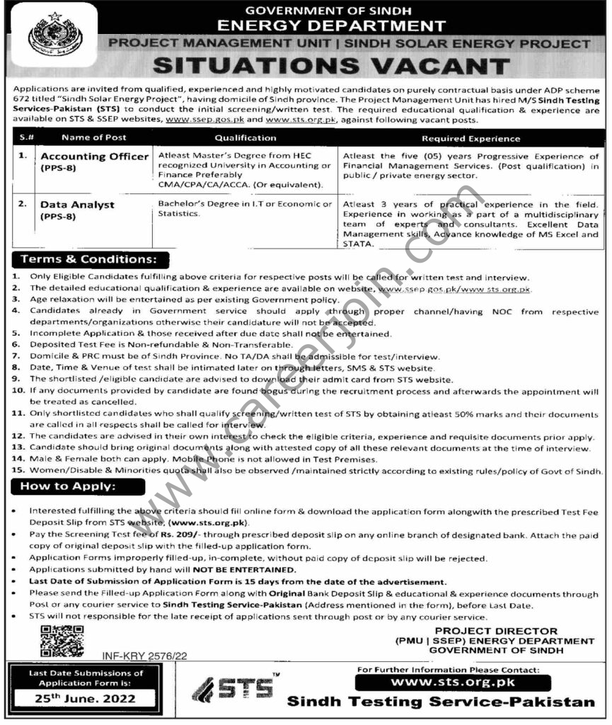 Energy Department Sindh Jobs 05 June 2022 Dawn 2
