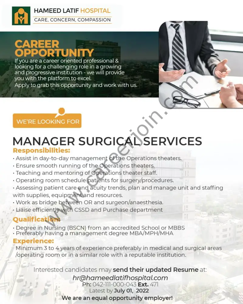 Hameed Latif Hosiptal Jobs Manager Surgical Services 01