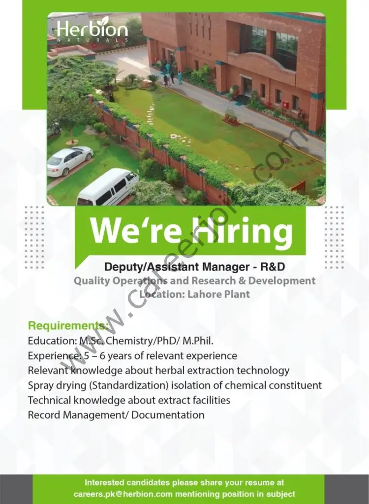 Herbion Pakistan Jobs June 2022 01