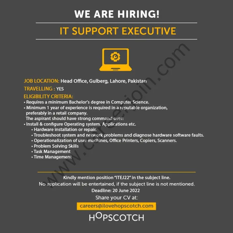 Hopscotch Pakistan Jobs IT Support Executive 01