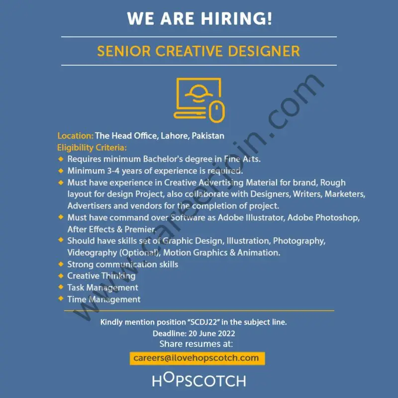 Hopscotch Pakistan Jobs Senior Creative Designer 01