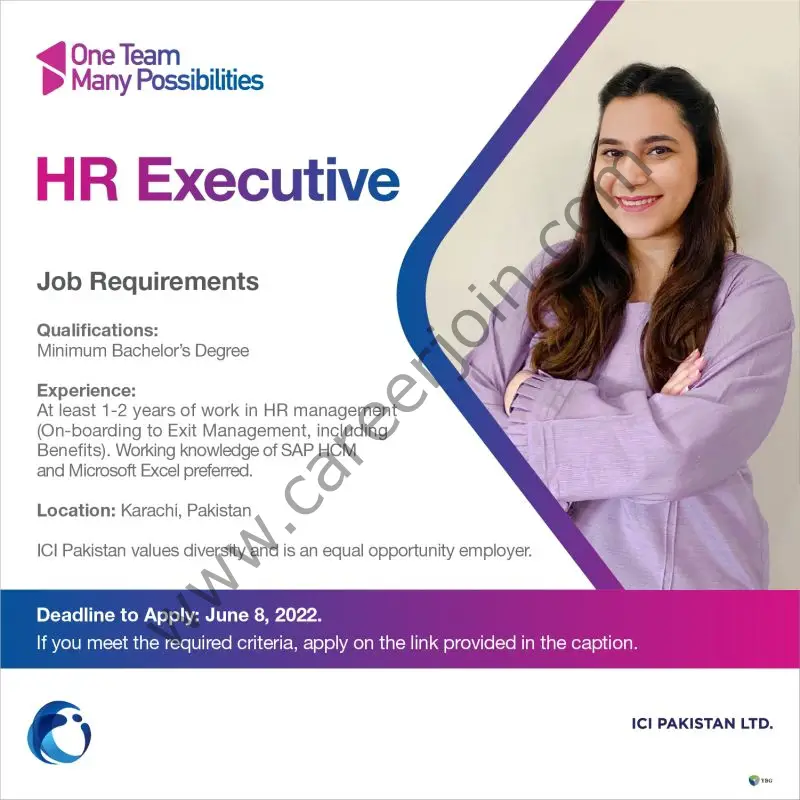 ICI Pakistan Limited Jobs HR Executive Shared Services 01
