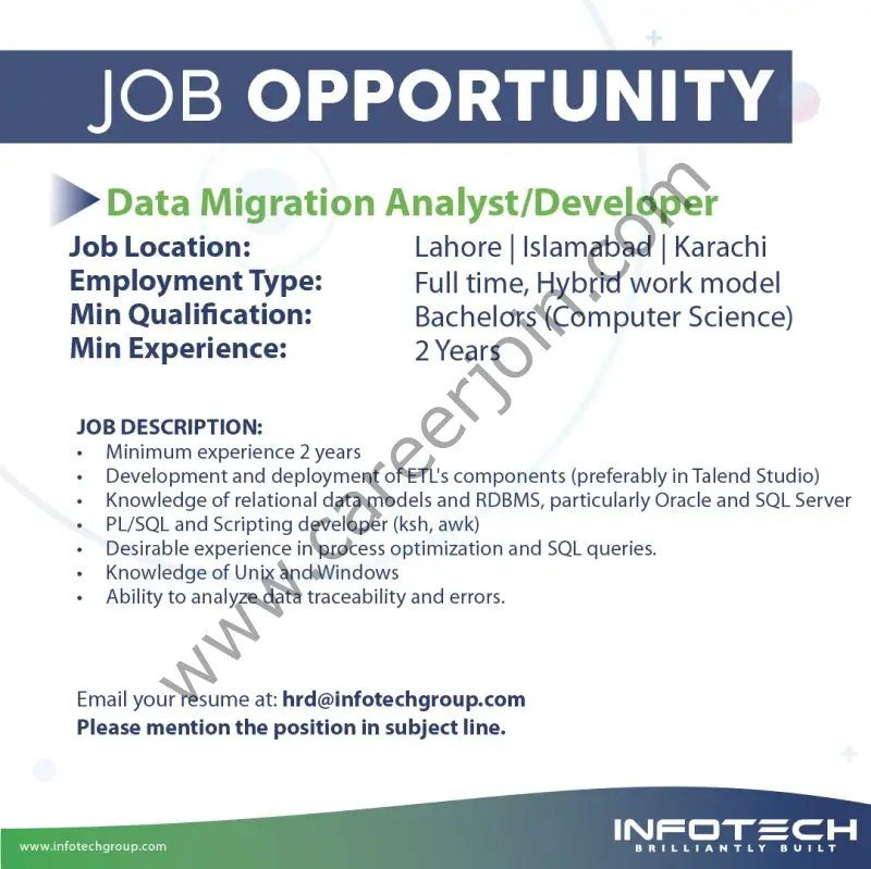 InfoTech Group Jobs Data Migration Analyst / Developer 01