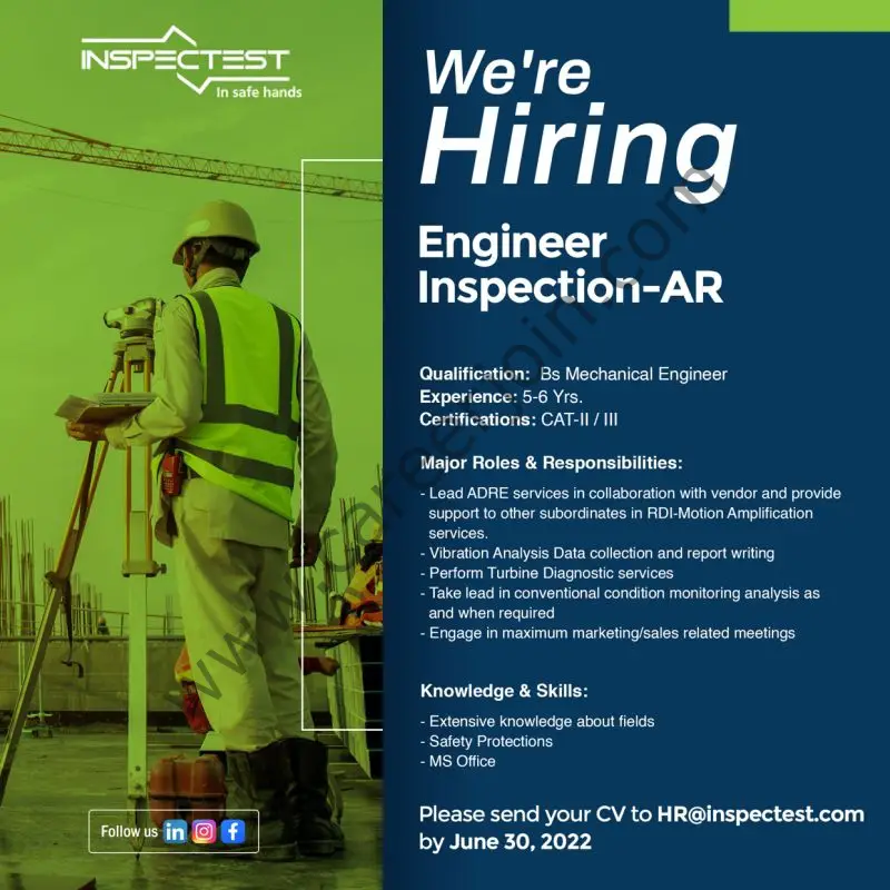 InspecTest Pvt Ltd Jobs Engineer Inspection AR 01