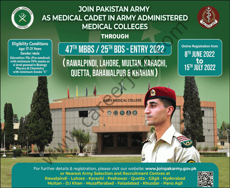Join Pakistan Army As Medical Cadet Jobs 05 June 2022 Nawaiwaqt 1