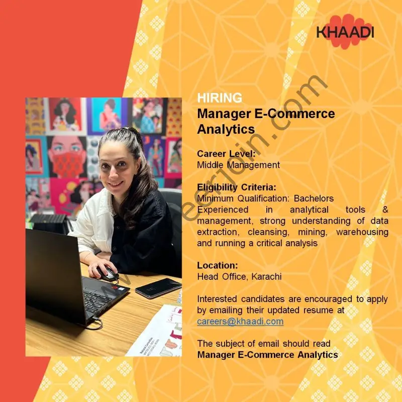 Khaadi SMC Pvt Ltd Jobs Manager E-Commerce Analytics 01