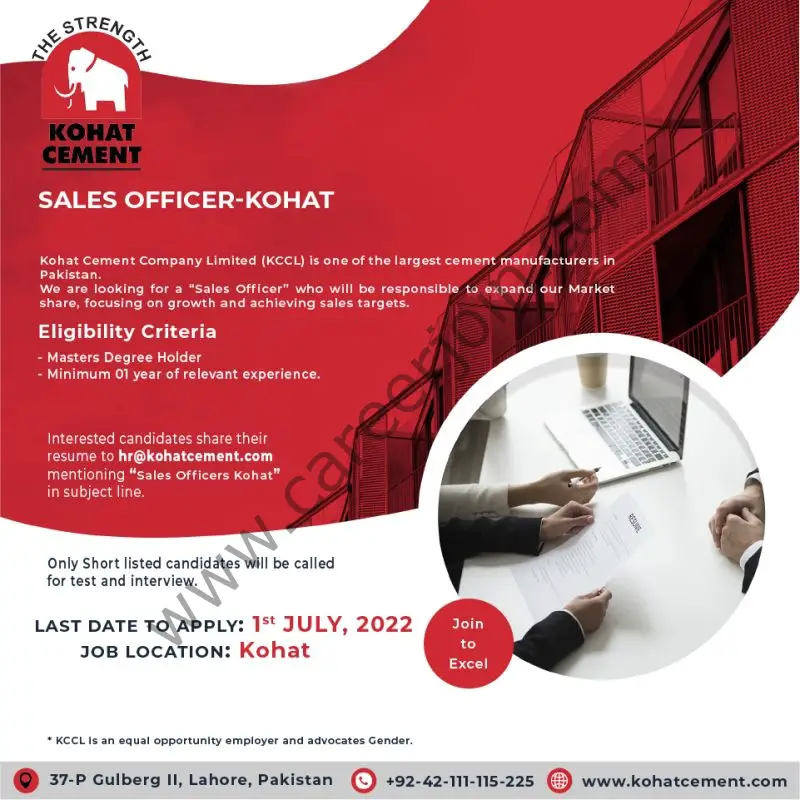 Kohat Cement Company Limited KCCL Jobs Sales Officer 01