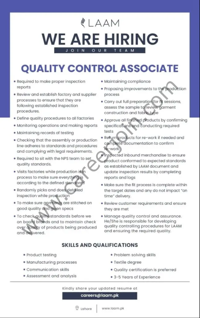 Laam Jobs Quality Control Associate 01
