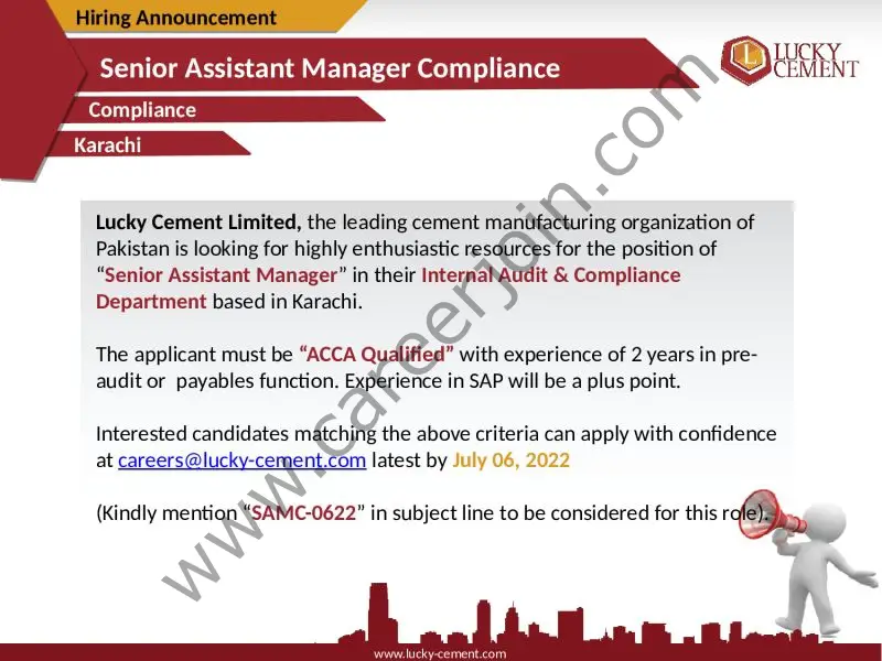 Lucky Cement Limited Jobs Senior Assistant Manager Compliance 01