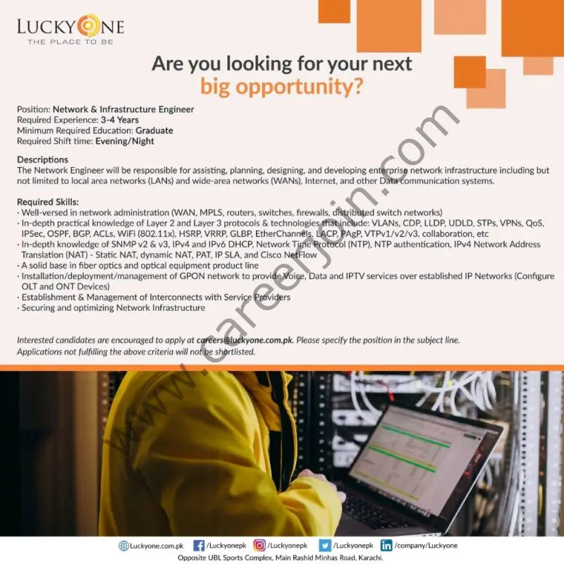 LuckyOne Mall Jobs Network & Infrastructure Engineer 01