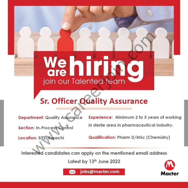 Macter International Pvt Ltd Jobs Senior Officer Quality Assurance 01