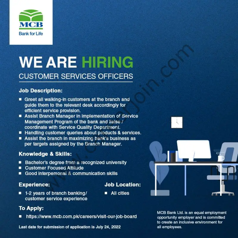 MCB Islamic Bank Limited Jobs Customer Services Officers 01