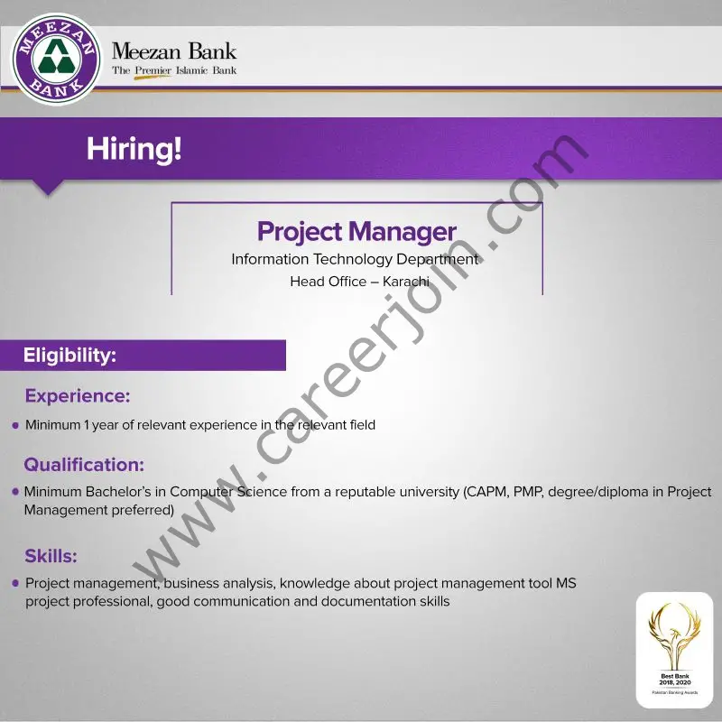 Meezan Bank Limited Jobs Project Manager 01