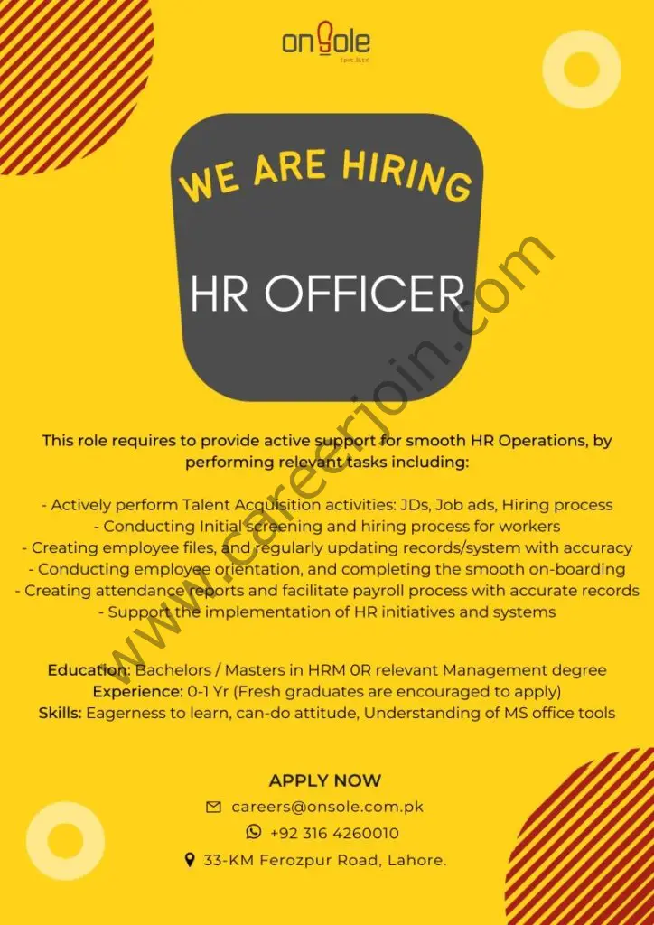 OnSole Jobs HR Officer 01