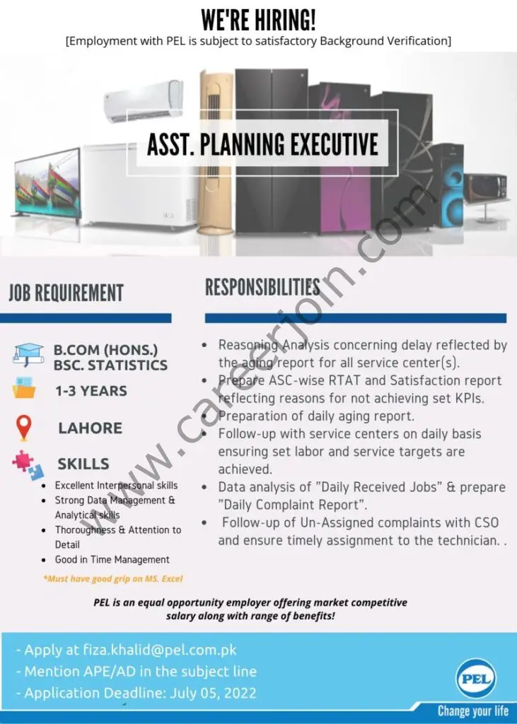 Pak Elektron Limited PEL Jobs Assistant Planning Executive 01