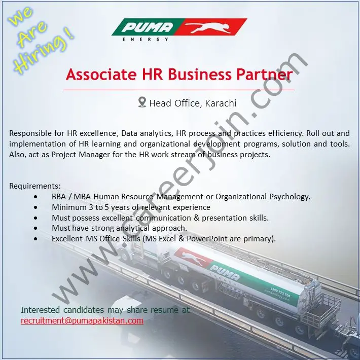 PUMA Energy Jobs Associate HR Business Partner 01