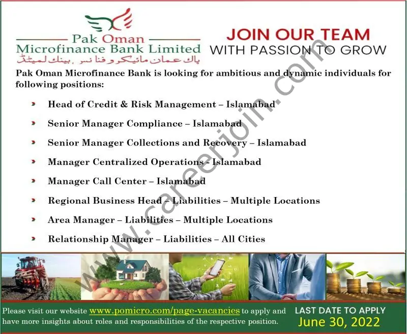Pak Oman Microfinance Bank Limited Jobs June 2022 01