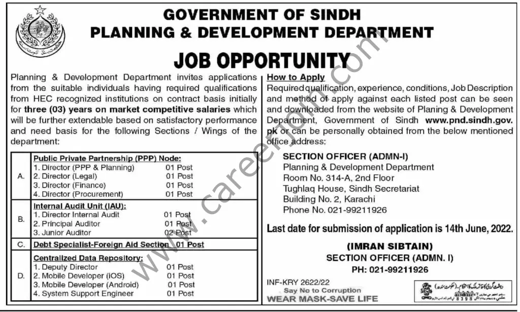 Planning & Development Department Sindh Jobs June 2022 1