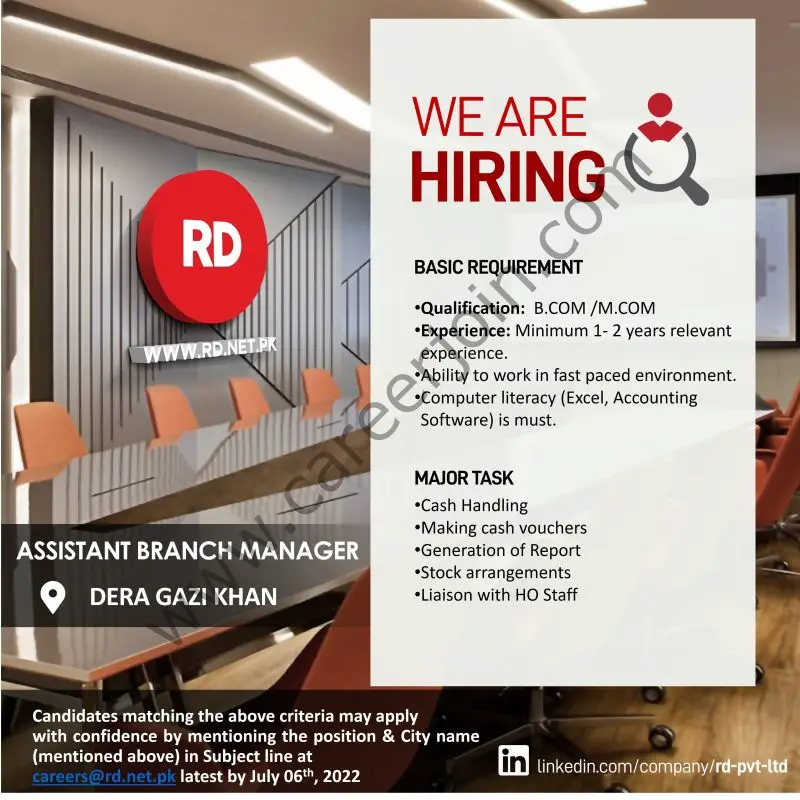 RD Ruba Digital Pvt Ltd Jobs Assistant Branch Manager 01