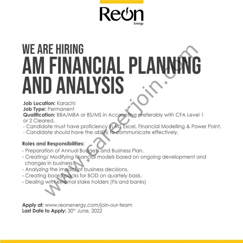 Reon Energy Limited Jobs AM Financial Planning & Analysis 01