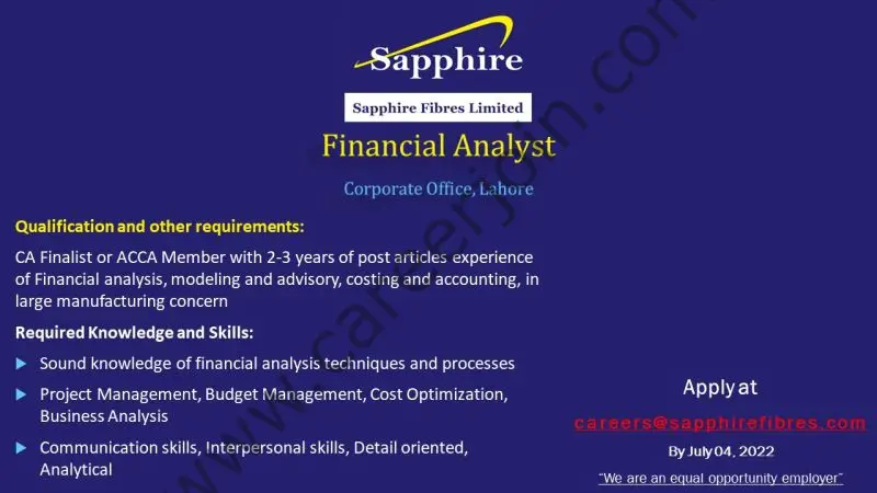 Sapphire Fibres Limited Jobs June 2022 01