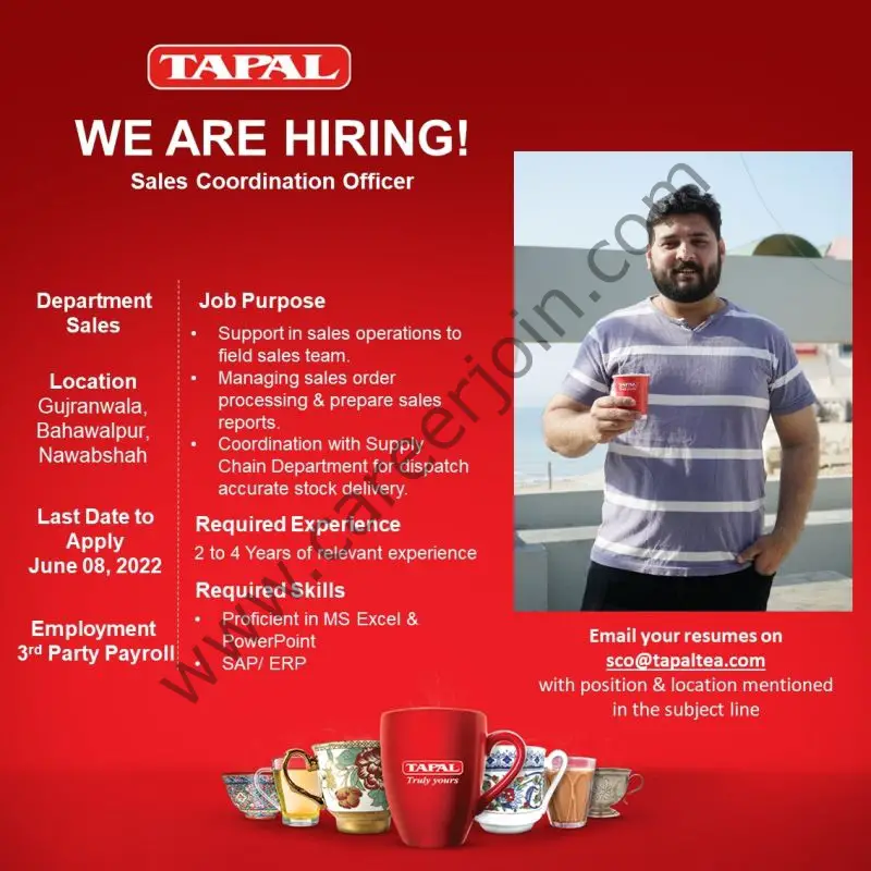 Tapal Tea Pvt Ltd Jobs Sales Coordination Officer 01