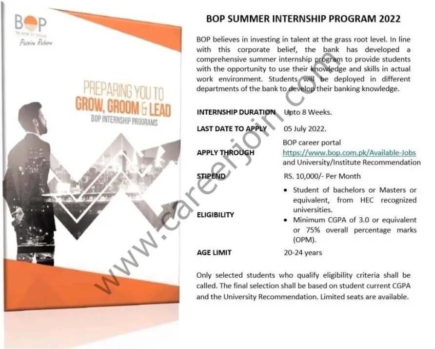 The Bank of Punjab BOP Summer Internship 28 June 2022 1