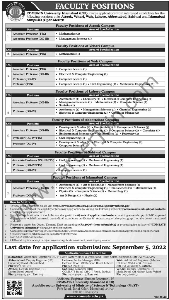 COMSATS University Islamabad CUI Jobs 31 July 2022 Express 1