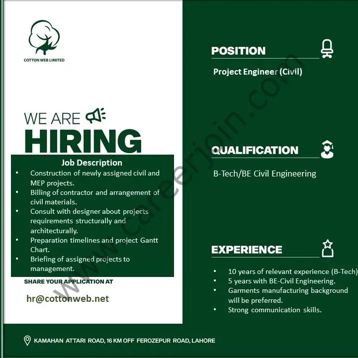 CottonWeb Limited Jobs Project Engineer Civil 01