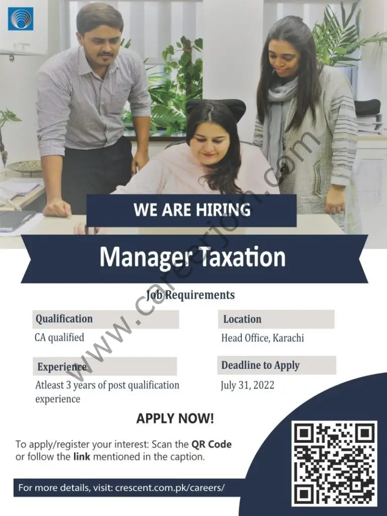 Crescent Steel & Allied Products Limited Jobs Manager Taxation 01