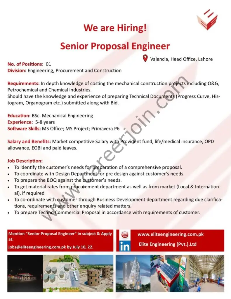 Elite Engineering Pvt Ltd Jobs Senior Proposal Engineer 01