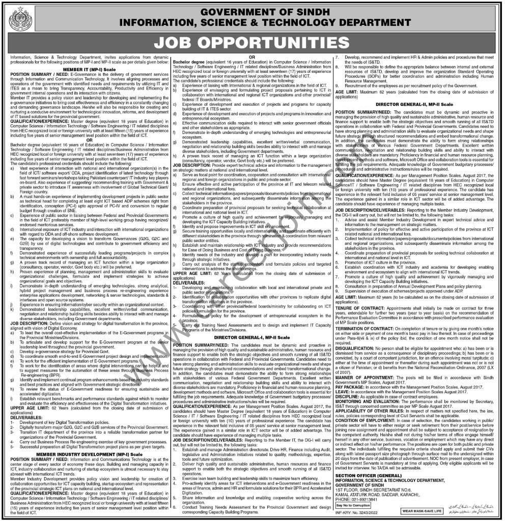 Information Science & Technology Dept Sindh Jobs 31 July 2022 Express 1