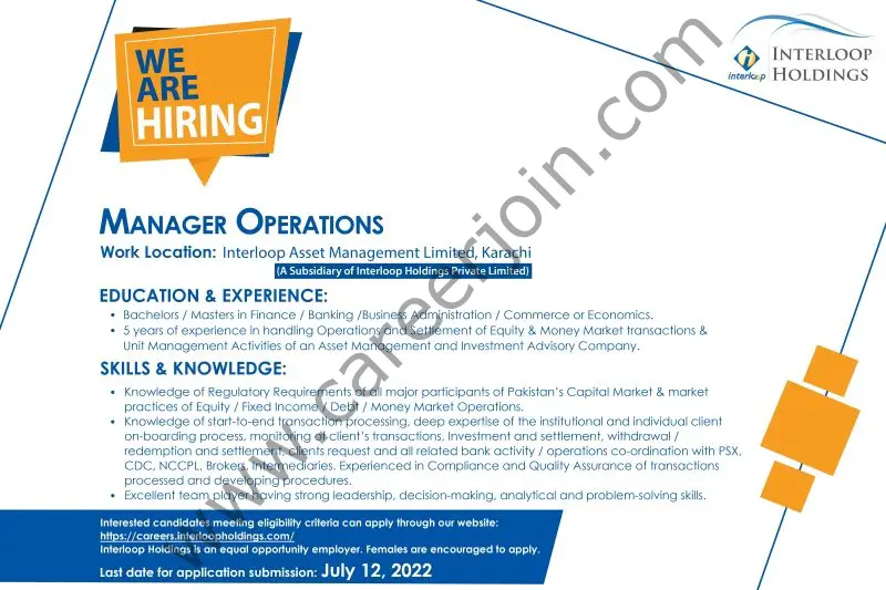 Interloop Holdings Jobs Manager Operations 01
