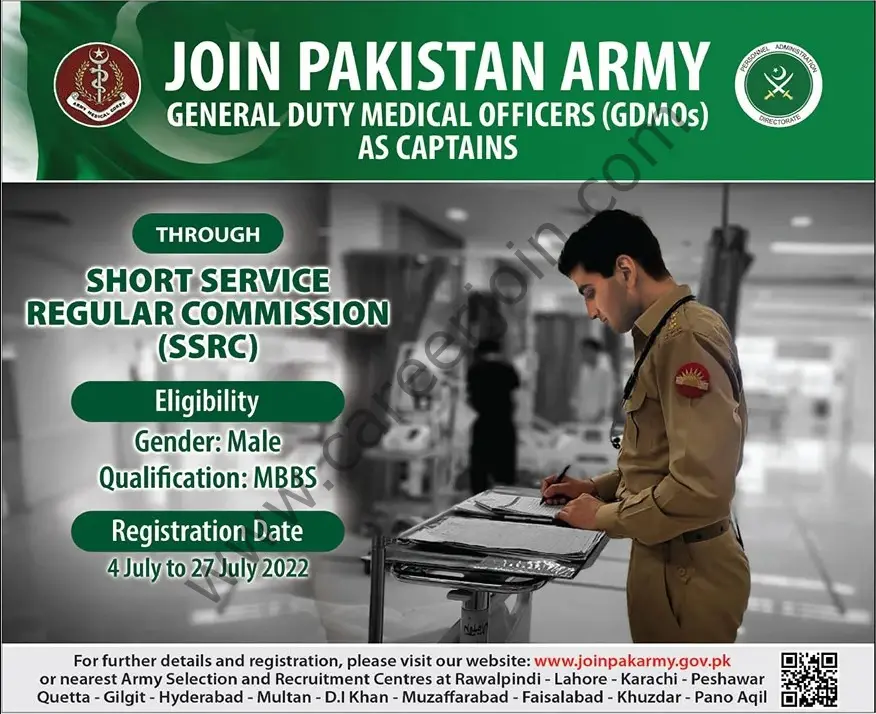 Pakistan Army Jobs General Duty Medical Officers GDMOs As Captains 01