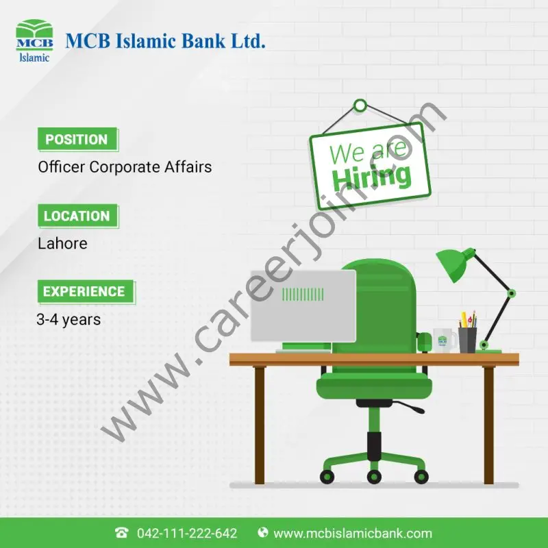 MCB Islamic Bank Limited Jobs Officer Corporate Affairs 01