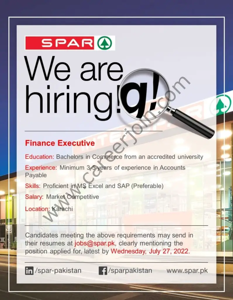 SPAR Pakistan Jobs Finance Executive 01