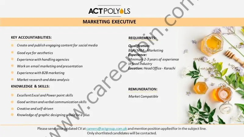 ACT Polyols Pvt Ltd Jobs Marketing Executive 01