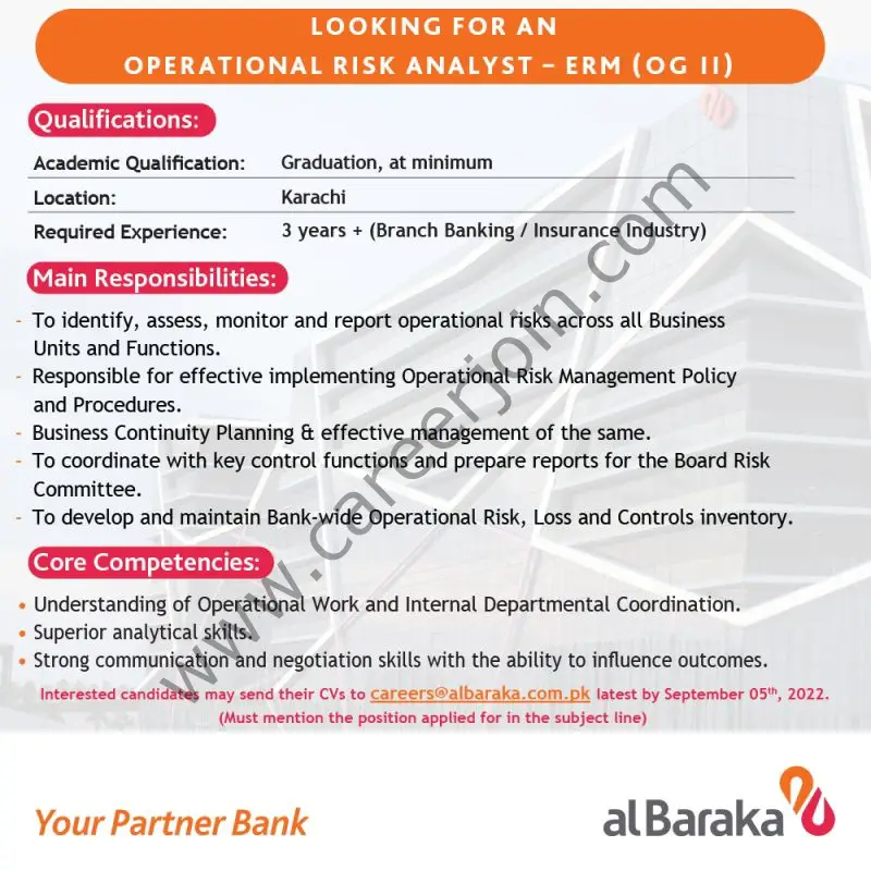 AlBaraka Bank Pakistan Ltd Jobs Operational Risk Analyst ERM 01