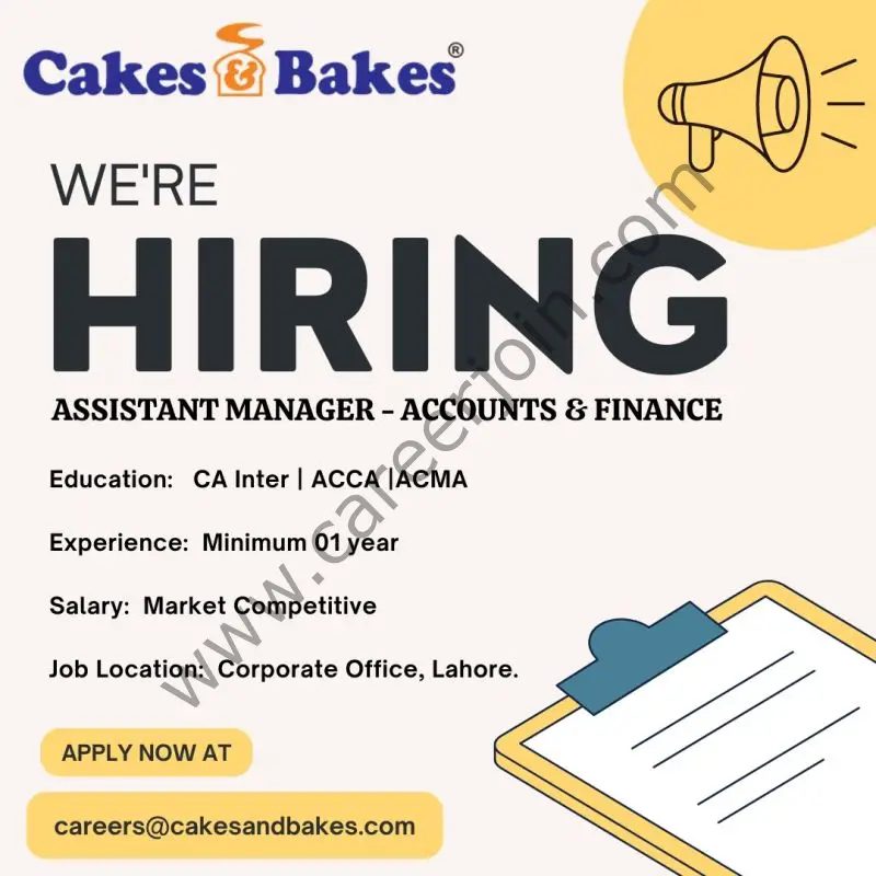 Cakes & Bakes Pakistan Jobs Assistant Manager Accounts & Finance 01