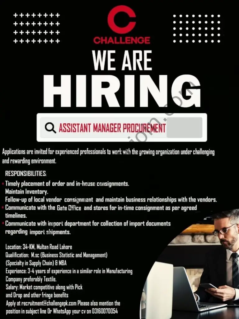 Challenge Apparel Pvt Ltd Jobs Assistant Manager Procurement 01