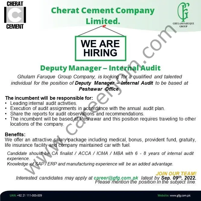Cherat Cement Company Limited Jobs Deputy Manager Internal Audit 01