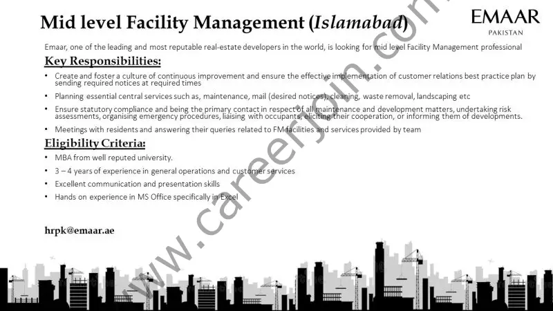 Emaar Pakistan Jobs Midlevel Facility Management Professional 01