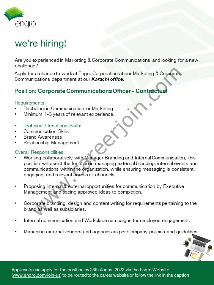 Engro Corporation Limited Jobs August 2022 02