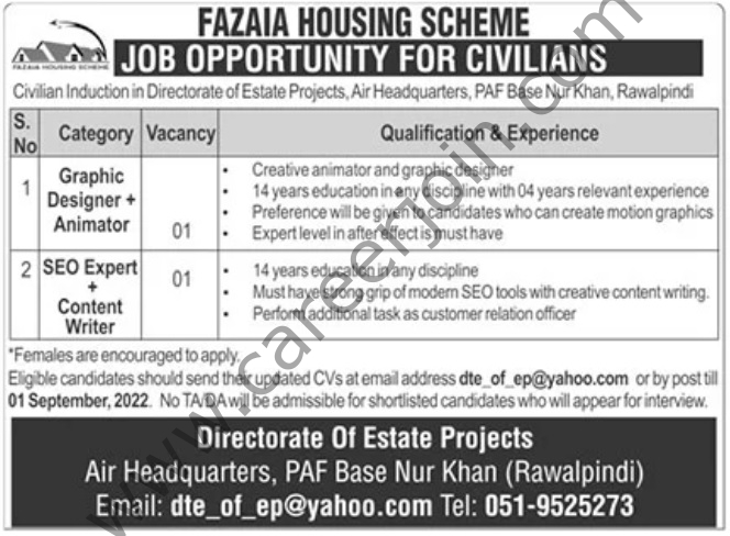 Fazaia Housing Scheme Jobs August 2022 01