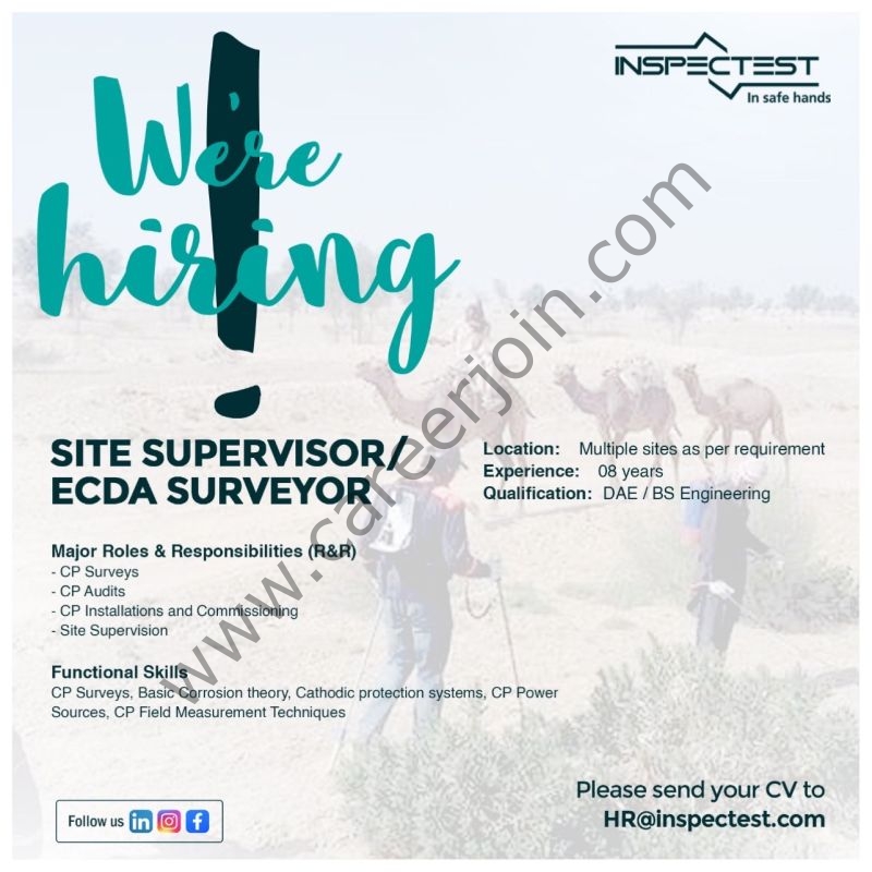 InspecTest Pvt Ltd Jobs Site Supervisor/ ECDA Surveyor 01