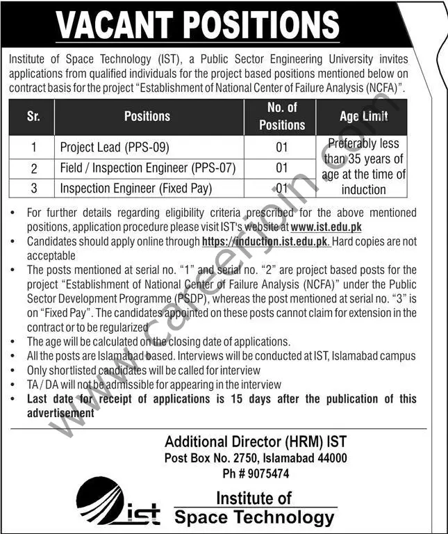 Institute of Space Technology IST Jobs 28 August 2022 Express 011