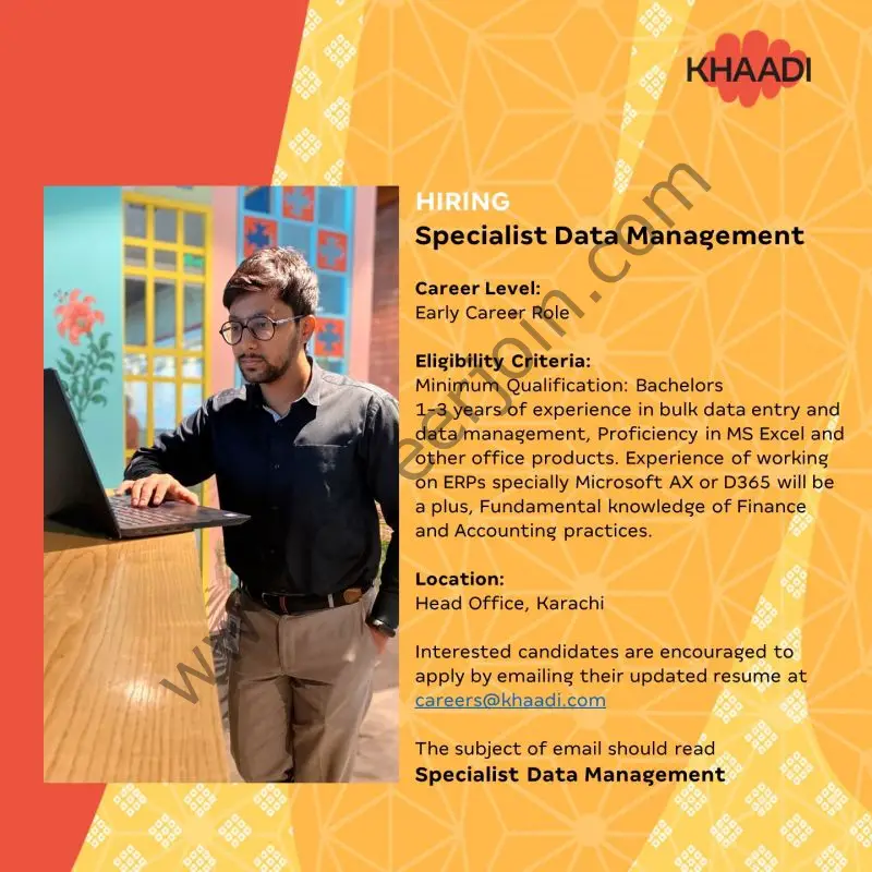 Khaadi SMC Pvt Ltd Jobs Specialist Data Management 01