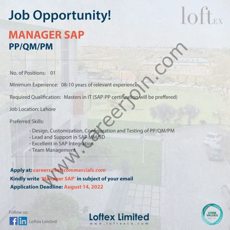 Loftex Limited Jobs August 2022 02