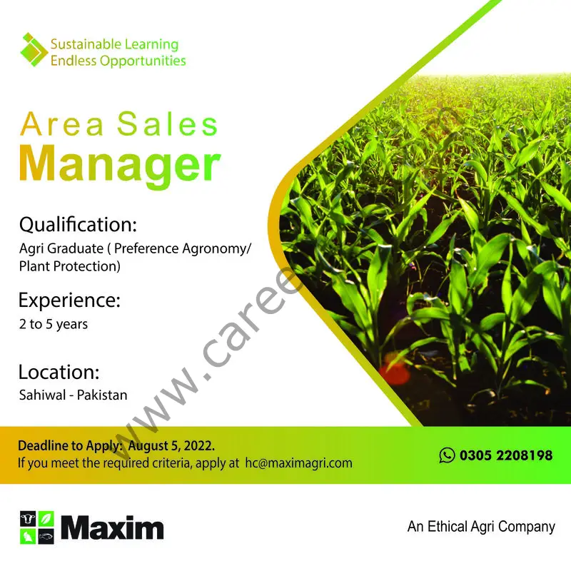 Maxim Agri Pvt Ltd Jobs Area Sales Manager 01